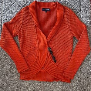 Jones New York Burnt Orange Long Sleeve Rib Knit Cardigan